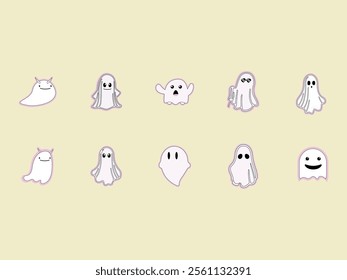Halloween Ghost Sticker Element Set
