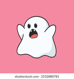 Halloween Ghost Sticker Vector Cute Illustration