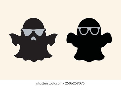 Halloween ghost with sunglasses mascot vector illustration 2