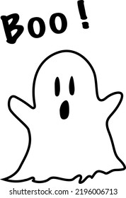 Halloween ghost and text boo. Isolated vector image 