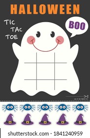 Halloween Ghost Tic Tac Toe Printable Board Game Paper Toy For Kid. Halloween Tic Tac Toe Game. Print And Cut Out Paper Toy.