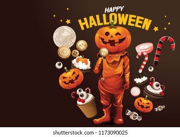 Halloween, Ghost, treat or trick, Vector illustration, horizontal Poster, you can place relevant content on the area.