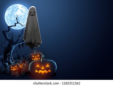 Halloween, Ghost, treat or trick, Vector illustration, horizontal Poster, you can place relevant content on the area, show good color RGB COLOR MODE.
