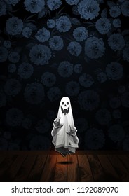Halloween, Ghost, treat or trick, Vector illustration, Vertical Poster, you can place relevant content on the area.