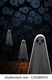 Halloween, Ghost, treat or trick, Vector illustration, Vertical Poster, you can place relevant content on the area.
