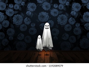 Halloween, Ghost, treat or trick, Vector illustration,  horizontal Poster, you can place relevant content on the area.