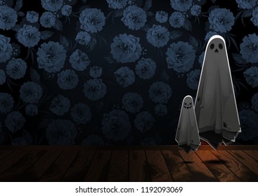 Halloween, Ghost, treat or trick, Vector illustration,  horizontal Poster, you can place relevant content on the area.
