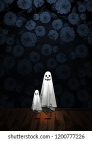 Halloween, Ghost, treat or trick, Vector illustration, Vertical Poster, you can place relevant content on the area.