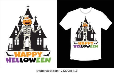 Dia das Bruxas Fantasma T-Shirt Design .