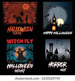 Halloween Ghost T-Shirt Design Vector Images