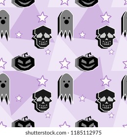 Halloween ghost and unique skull seamless pattern. vector illustration for fashion textile print and wrapping with festive design.