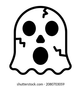Halloween ghost vector black filled outline icon.
