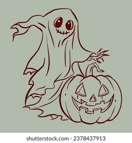 Halloween with ghost vector for card, decoration, illustration