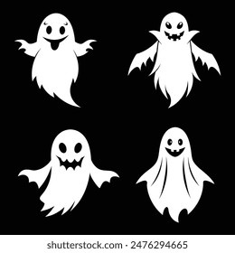 Halloween ghost vector collection, spooky ghost silhouettes for Halloween