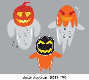 Halloween ghost vector, flat design. Hand drawnillustration for Halloween Day, 