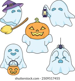 Halloween ghost vector icon package