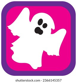 icono de vector fantasma de halloween con fondo violeta con borde morado.