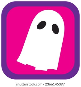 halloween ghost vector icon with violet background with purple border.