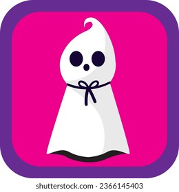icono de vector fantasma de halloween con fondo violeta con borde morado.