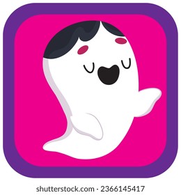 icono de vector fantasma de halloween con fondo violeta con borde morado.