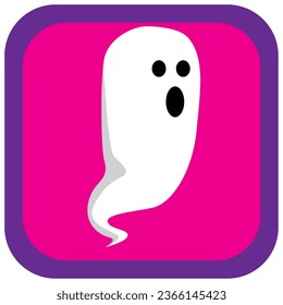halloween ghost vector icon with violet background with purple border.