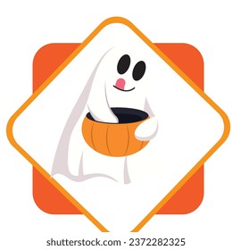 halloween-Geist, Vektorsymbol auf weißem Hintergrund
