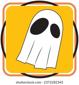 halloween-Geist, Vektorsymbol mit gelbem Hintergrund