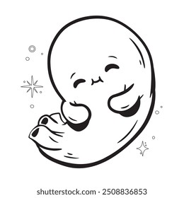 Halloween ghost vector illustration. Cute funny happy spirits with different emotions, face expressions. Happy halloween phantom design isolated on white background  Outline coloring pages 