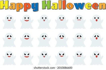 Halloween ghost vector illustration set
