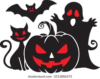 Ein Halloween Ghost Vektorbild für verschiedene Unternehmen. Das schaurige, ominöse und eindringliche Design eignet sich perfekt für Logos, Poster, T-Shirts und andere Grafikprojekte