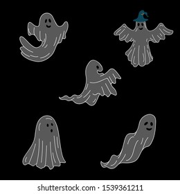 Halloween Ghost Vector Isolated Elements Set
