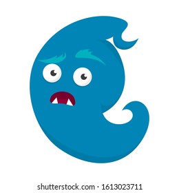 Halloween ghost vector isolated. Mystery and darkness. Spooky fantasy demon, horror and fear. Funny facial expression.