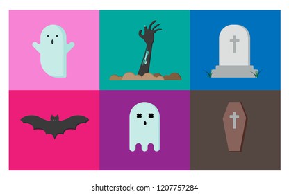 Halloween ghost vector set 6 icons