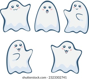 Halloween ghost vector set illustration