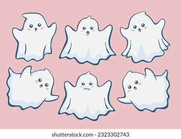 Halloween ghost vector set illustration