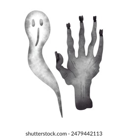 Halloween ghost. Water color hand drawing vector