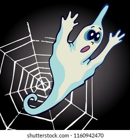 Halloween ghost whith spider web