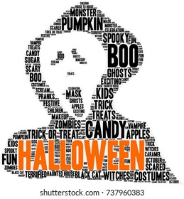 Halloween ghost word cloud on a white background. 