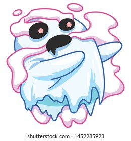 Halloween ghost.Funny little ghost.  Vector illustration in a cartoon style, isolated on white background. Vector Illustrations for Kids on Halloween.