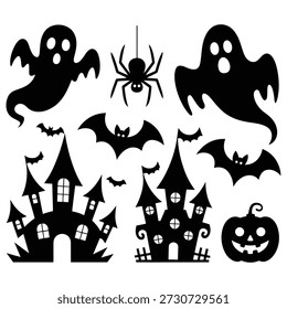 Fantasmas de Halloween murciélagos castillos araña calabaza Vector