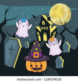 Halloween ghosts cartoons