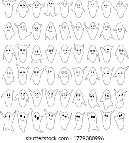 Halloween Ghosts Character Set Cute Cartoon