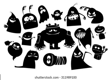 Halloween ghosts characters collection.