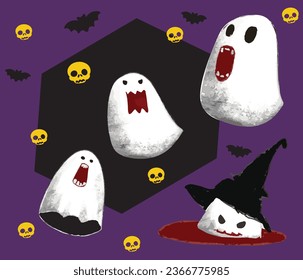 Halloween ghosts collection cartoon
ghosts collection vector.
