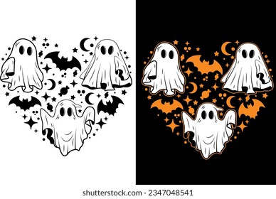 Halloween ghosts, Cute ghost, Funny halloween, Halloween t shirt design.