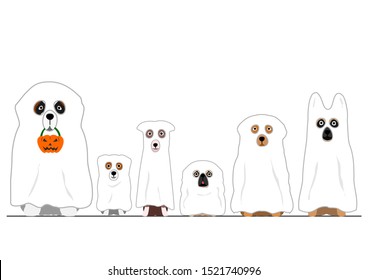 halloween ghosts dogs in a row