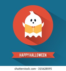 Halloween ghosts flat card design