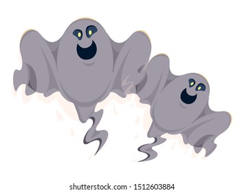 halloween ghosts floating characters icon vector illustration design