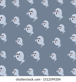 halloween ghosts floating characters pattern vector illustration design