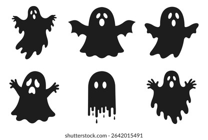 Halloween ghosts, Halloween ghost icon, ghost silhouette , flat design. Vector illustration.